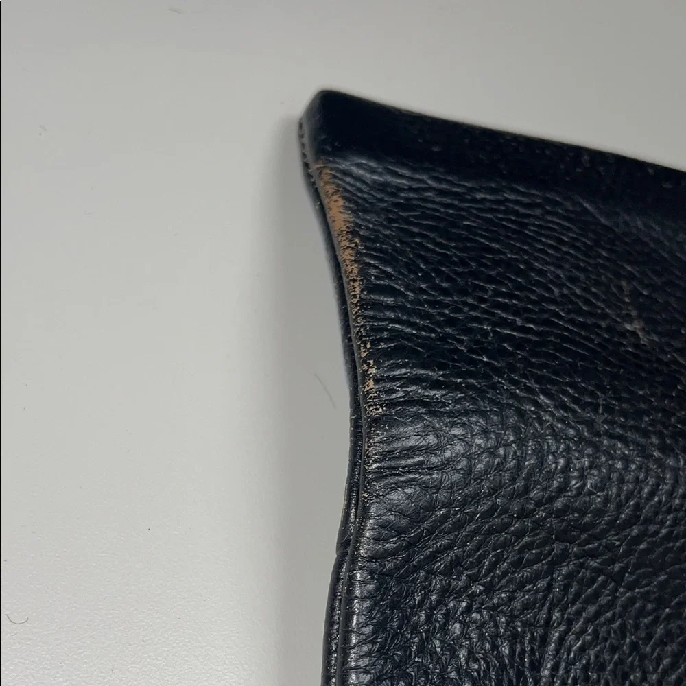 Source Unknown Leather Black Clutch with snap & zip pockets